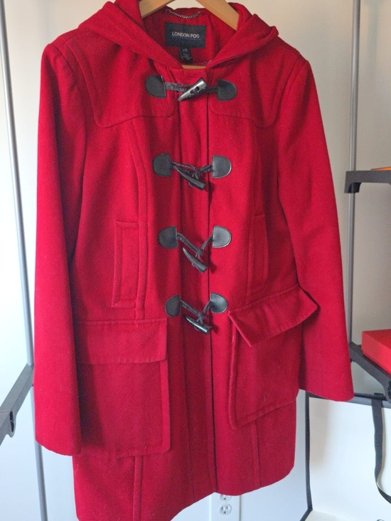 London Fog Jackets & Blazers - London Fog Hooded Wool Blend Duffle Coat – L